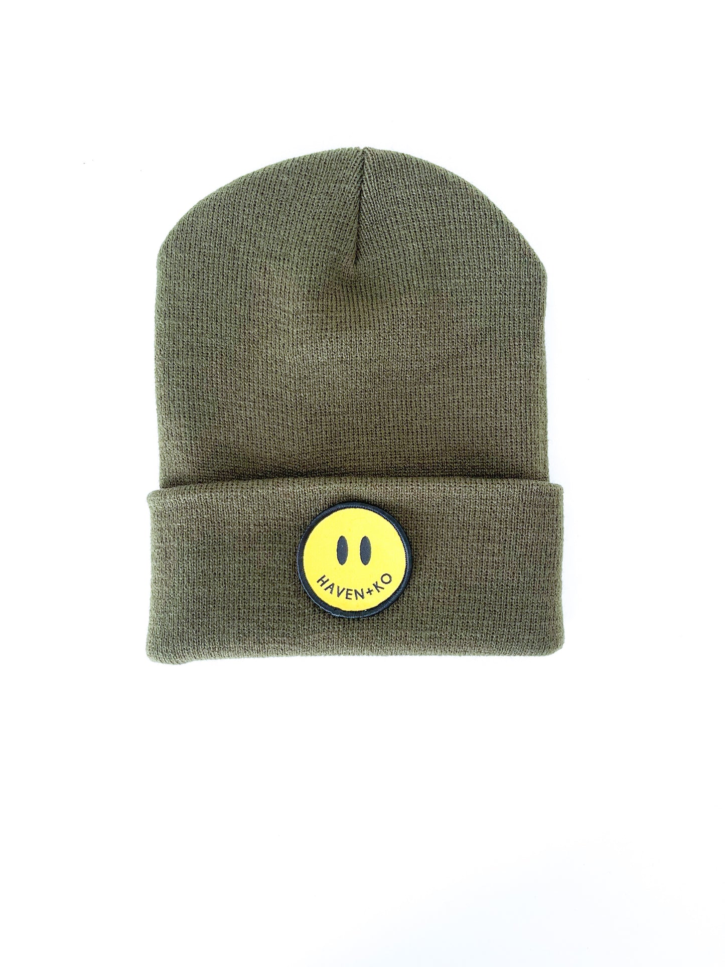 Olive Beanie - Smiley Logo