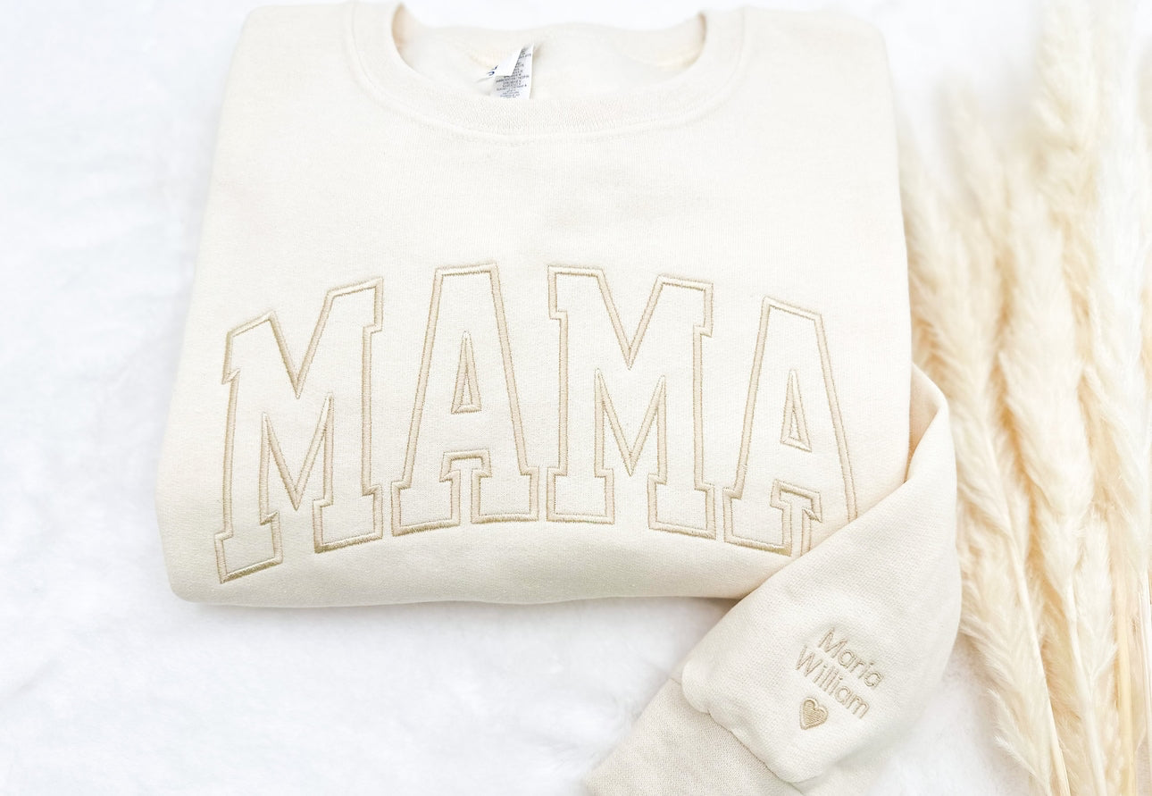 EMBROIDERED PERSONALIZED MAMA WOMENS SWEATER .. MORE COLORS AVAILABLE