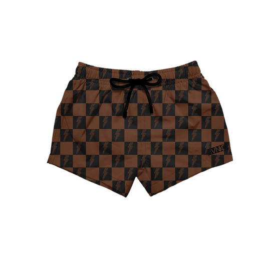 Boardies - Brown Checkered Bolt