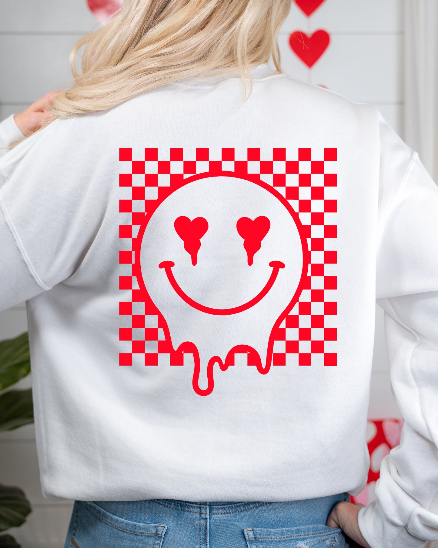 CHECKERED HEART SMILEY SWEATER <br> More colors available