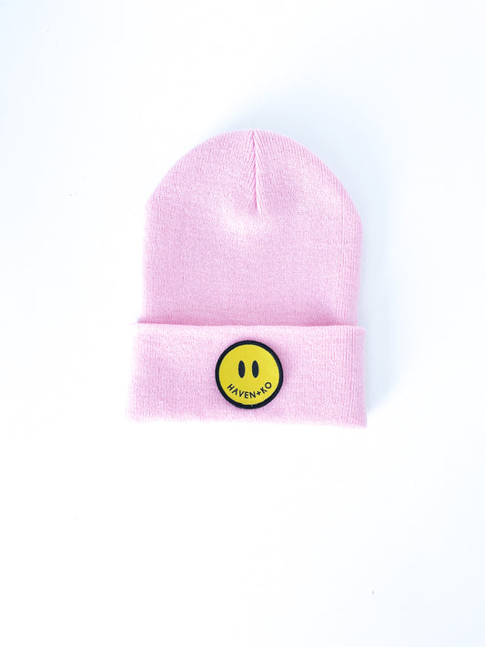 Light Pink Beanie - Smiley Logo