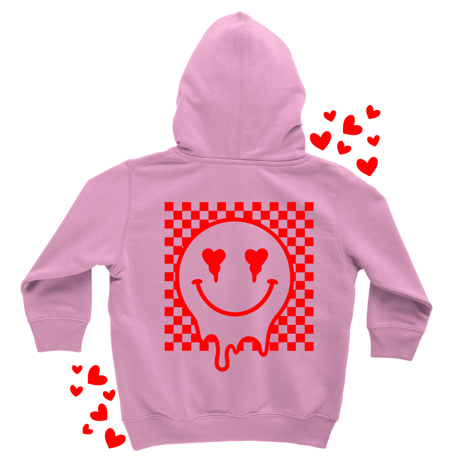 CHECKERED HEART SMILEY YOUTH SWEATER <br> More colors available
